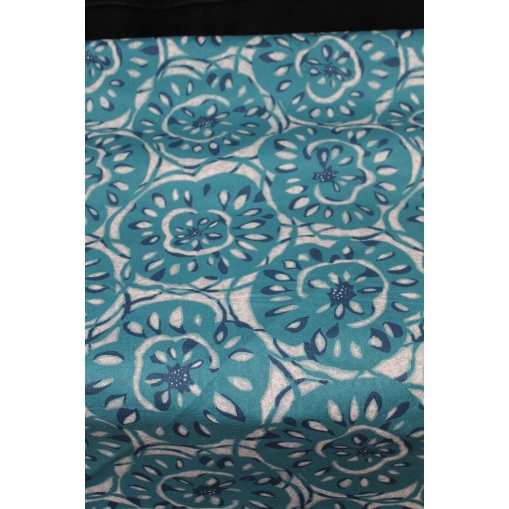 Platinum Collection RICHLOOM Teal Blue White Flower Print Fabric Canvas Textile